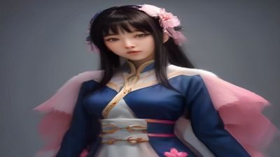 二次元cosplay风格美女图片，角色服装精致还原，摄影棚背景配合道具布置，人物妆容细腻，光线柔和，呈现浓郁的次元美学