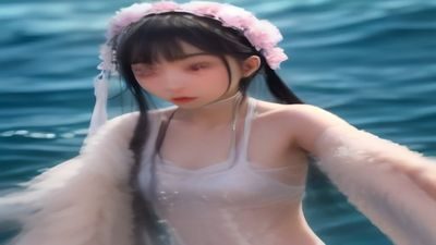 日系清新风格美女图片，户外草地场景，自然散射光，胶片质感滤镜，低饱和色调，模特着白色棉麻服装，整体氛围轻盈治愈